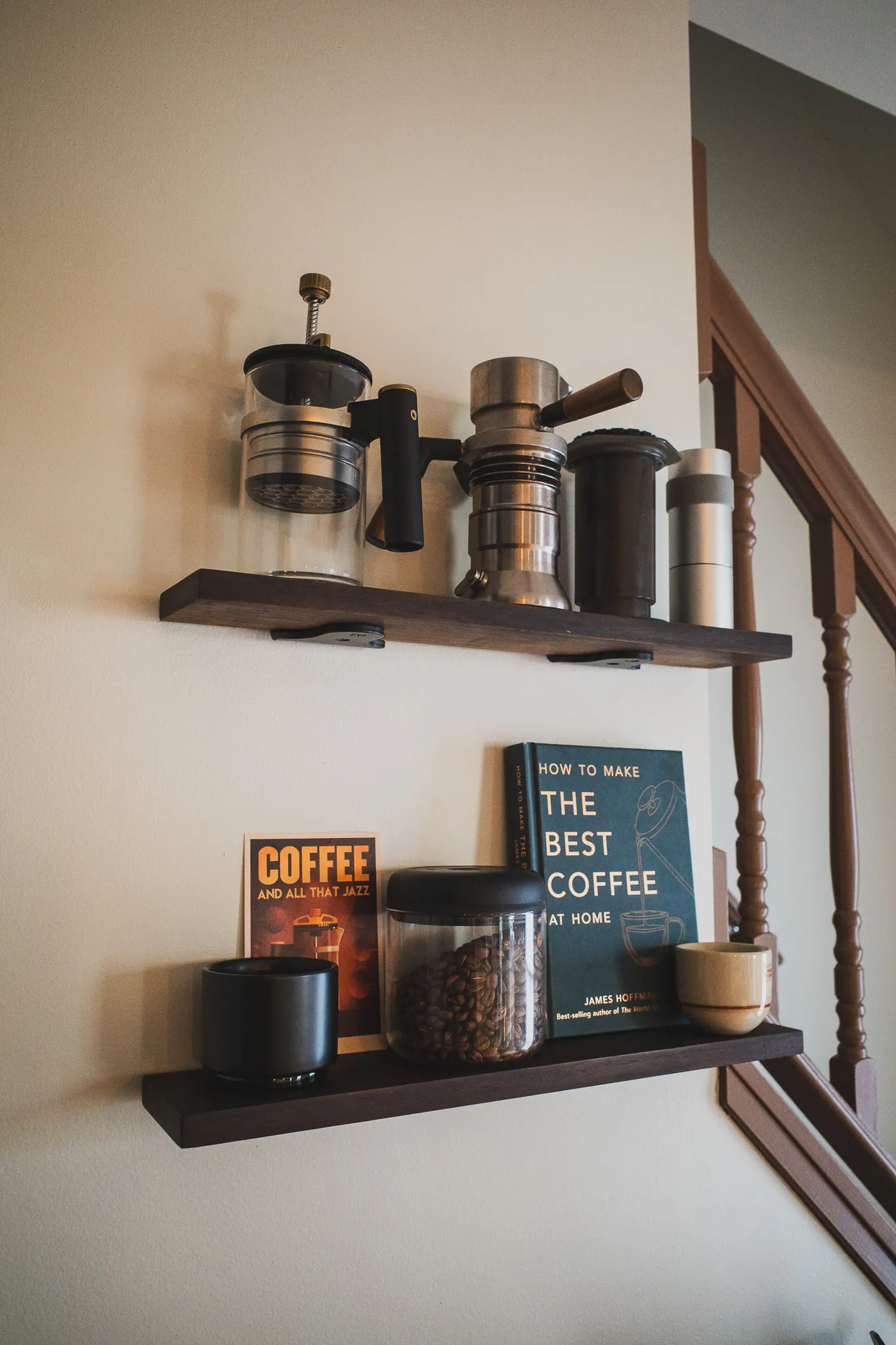 Custom shelves for entryway and coffee station 2