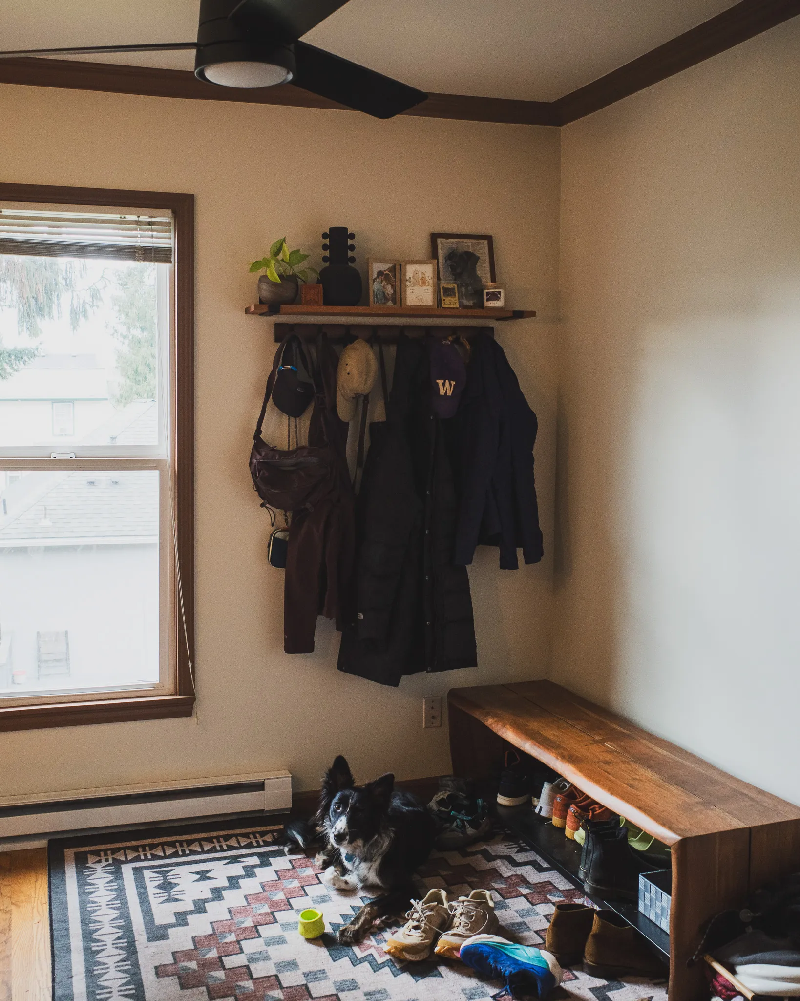 Custom shelves for entryway and coffee station 1