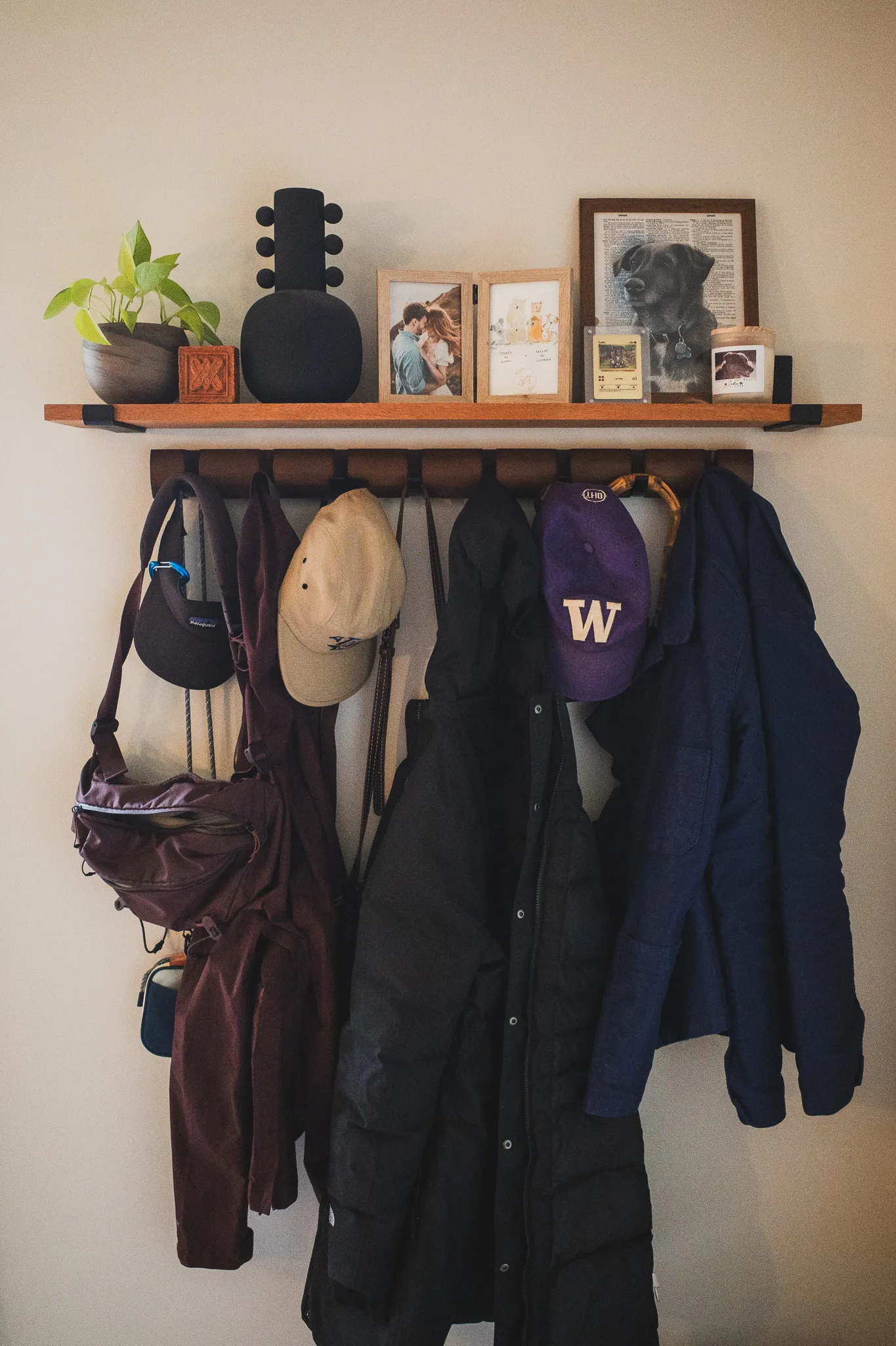 Custom shelves for entryway and coffee station